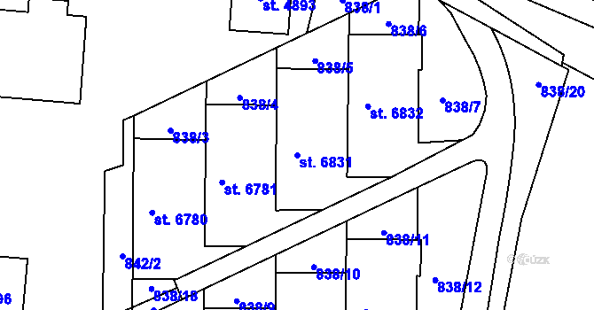 Parcela st. 6831 v KÚ Zlín, Katastrální mapa