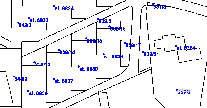 Parcela st. 6839 v KÚ Zlín, Katastrální mapa