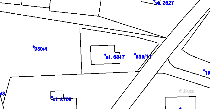 Parcela st. 6847 v KÚ Zlín, Katastrální mapa