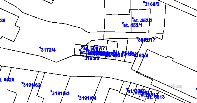 Parcela st. 6857 v KÚ Zlín, Katastrální mapa