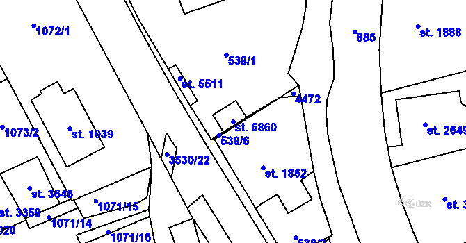 Parcela st. 6860 v KÚ Zlín, Katastrální mapa