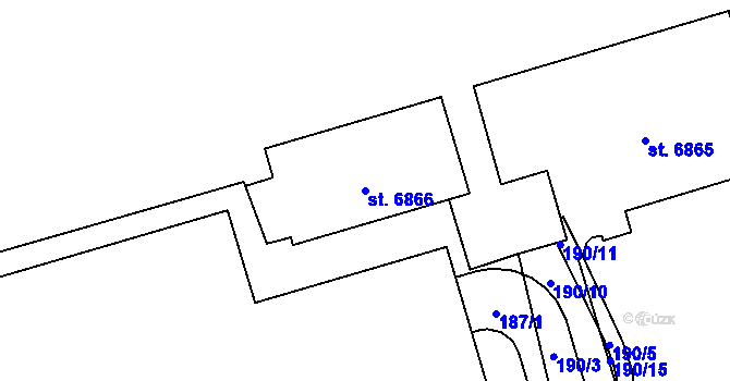 Parcela st. 6866 v KÚ Zlín, Katastrální mapa
