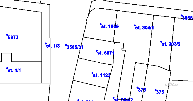 Parcela st. 6871 v KÚ Zlín, Katastrální mapa