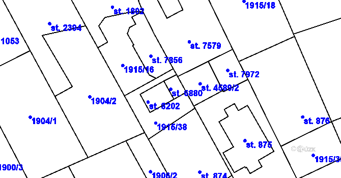 Parcela st. 6880 v KÚ Zlín, Katastrální mapa