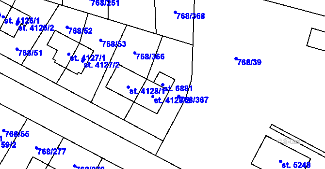 Parcela st. 6881 v KÚ Zlín, Katastrální mapa