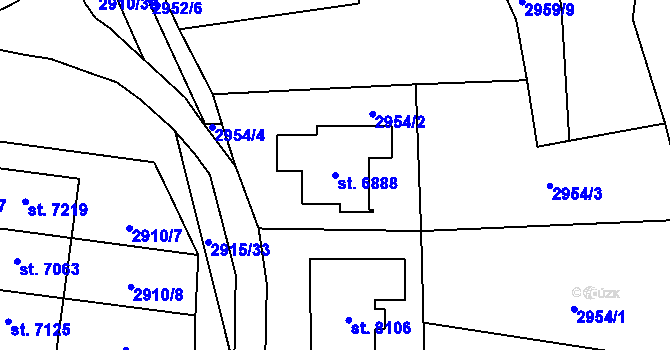 Parcela st. 6888 v KÚ Zlín, Katastrální mapa