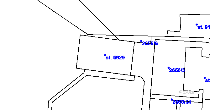 Parcela st. 6929 v KÚ Zlín, Katastrální mapa