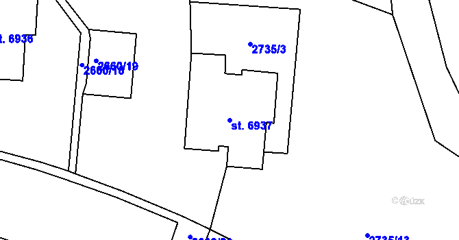 Parcela st. 6937 v KÚ Zlín, Katastrální mapa