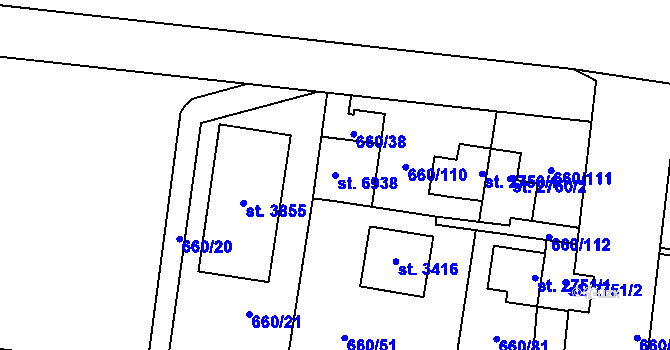 Parcela st. 6938 v KÚ Zlín, Katastrální mapa