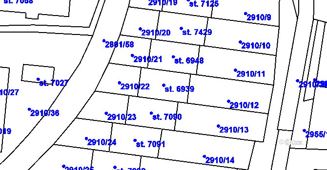 Parcela st. 6939 v KÚ Zlín, Katastrální mapa