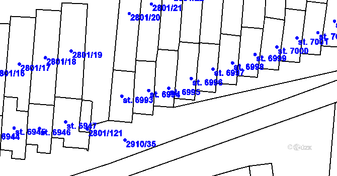 Parcela st. 6995 v KÚ Zlín, Katastrální mapa