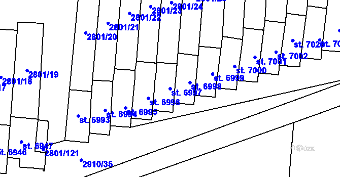 Parcela st. 6997 v KÚ Zlín, Katastrální mapa
