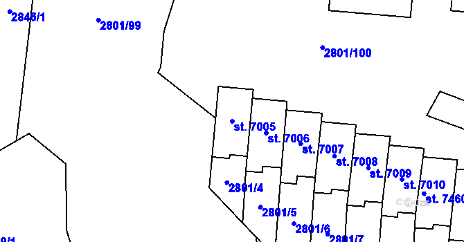 Parcela st. 7005 v KÚ Zlín, Katastrální mapa