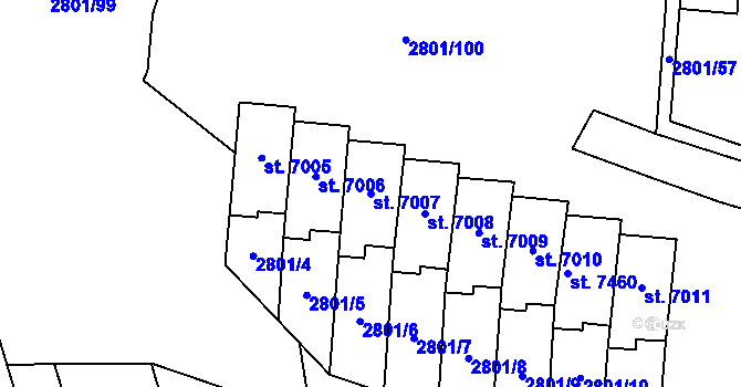 Parcela st. 7007 v KÚ Zlín, Katastrální mapa