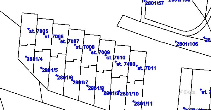 Parcela st. 7010 v KÚ Zlín, Katastrální mapa