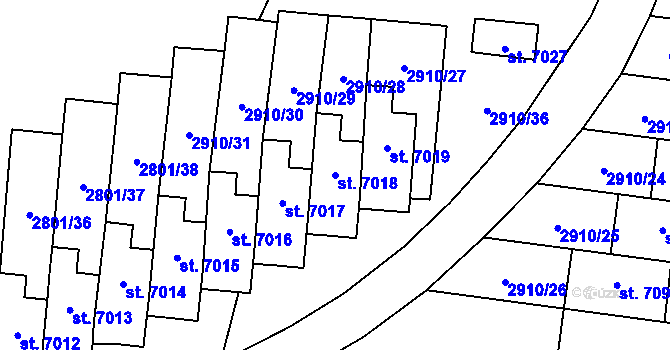 Parcela st. 7018 v KÚ Zlín, Katastrální mapa