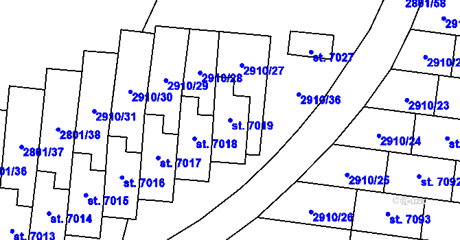 Parcela st. 7019 v KÚ Zlín, Katastrální mapa