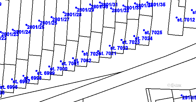 Parcela st. 7021 v KÚ Zlín, Katastrální mapa