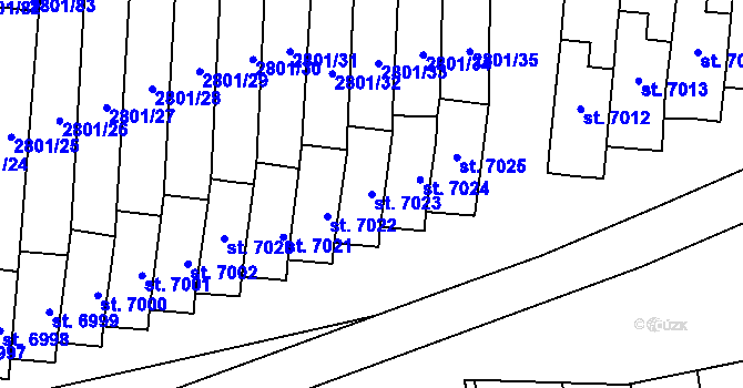 Parcela st. 7023 v KÚ Zlín, Katastrální mapa
