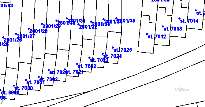 Parcela st. 7024 v KÚ Zlín, Katastrální mapa
