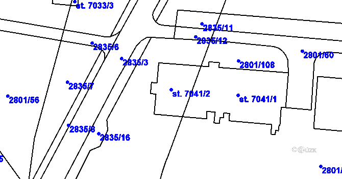 Parcela st. 7041/2 v KÚ Zlín, Katastrální mapa