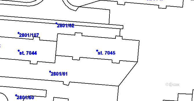 Parcela st. 7045 v KÚ Zlín, Katastrální mapa