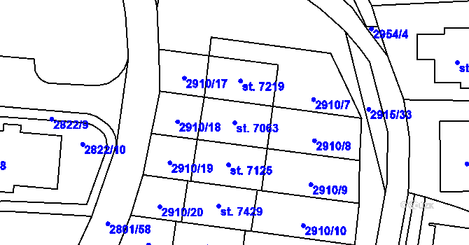 Parcela st. 7063 v KÚ Zlín, Katastrální mapa