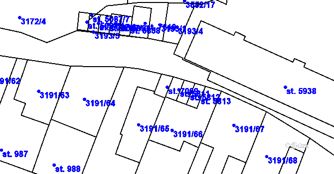 Parcela st. 7069 v KÚ Zlín, Katastrální mapa