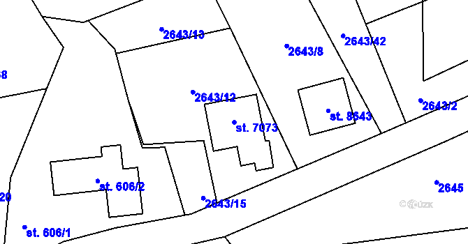Parcela st. 7073 v KÚ Zlín, Katastrální mapa