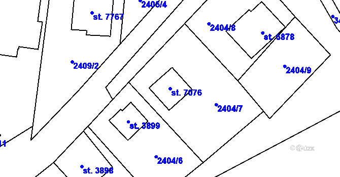 Parcela st. 7076 v KÚ Zlín, Katastrální mapa