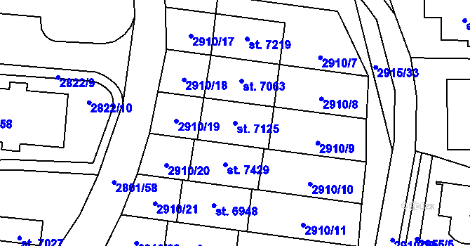 Parcela st. 7125 v KÚ Zlín, Katastrální mapa