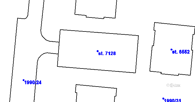 Parcela st. 7128 v KÚ Zlín, Katastrální mapa