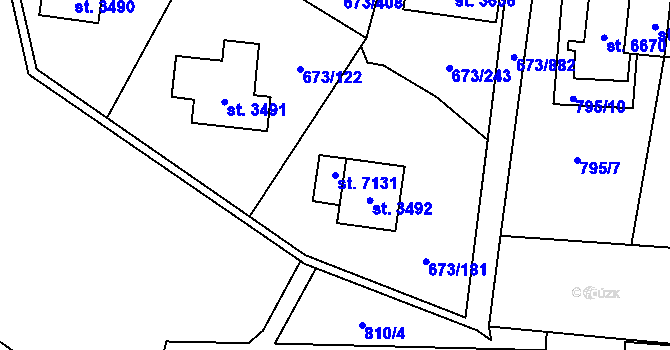 Parcela st. 7131 v KÚ Zlín, Katastrální mapa