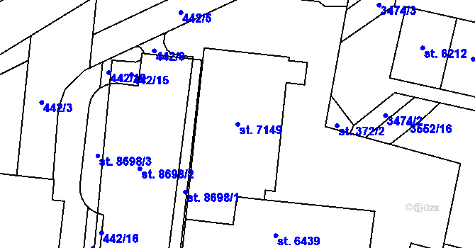 Parcela st. 7149 v KÚ Zlín, Katastrální mapa