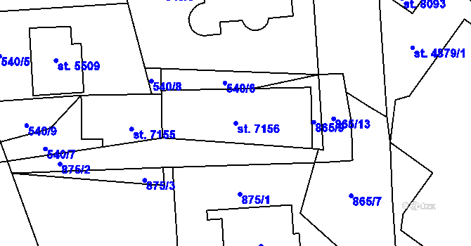 Parcela st. 7156 v KÚ Zlín, Katastrální mapa