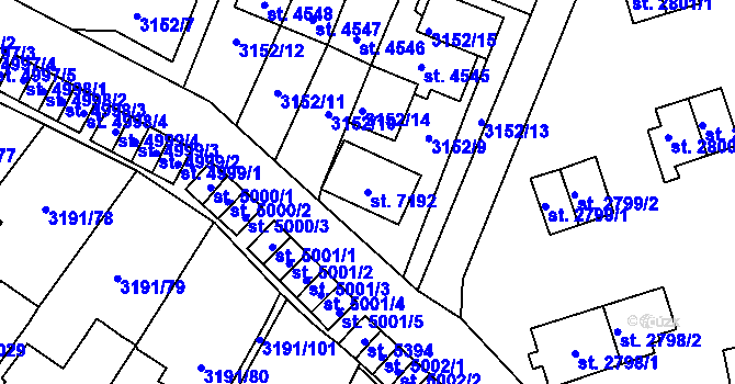 Parcela st. 7192 v KÚ Zlín, Katastrální mapa