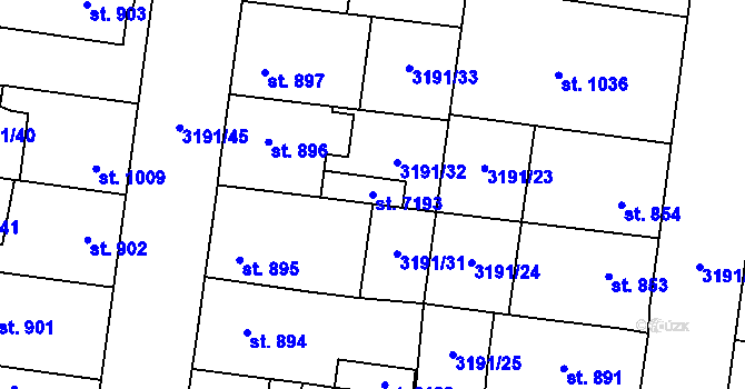 Parcela st. 7193 v KÚ Zlín, Katastrální mapa