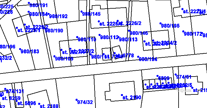 Parcela st. 7208 v KÚ Zlín, Katastrální mapa