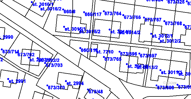 Parcela st. 7210 v KÚ Zlín, Katastrální mapa