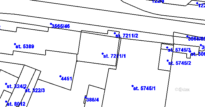 Parcela st. 7211/1 v KÚ Zlín, Katastrální mapa