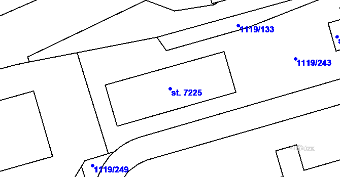 Parcela st. 7225 v KÚ Zlín, Katastrální mapa