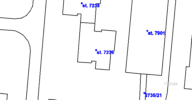Parcela st. 7236 v KÚ Zlín, Katastrální mapa