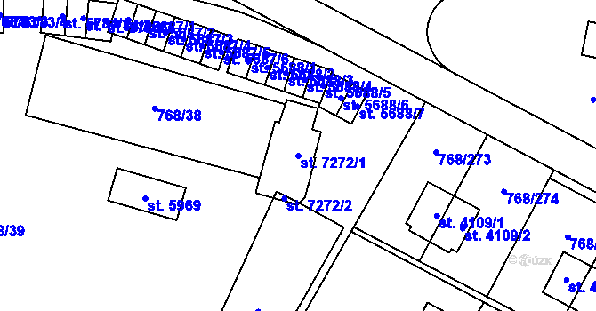 Parcela st. 7272/1 v KÚ Zlín, Katastrální mapa