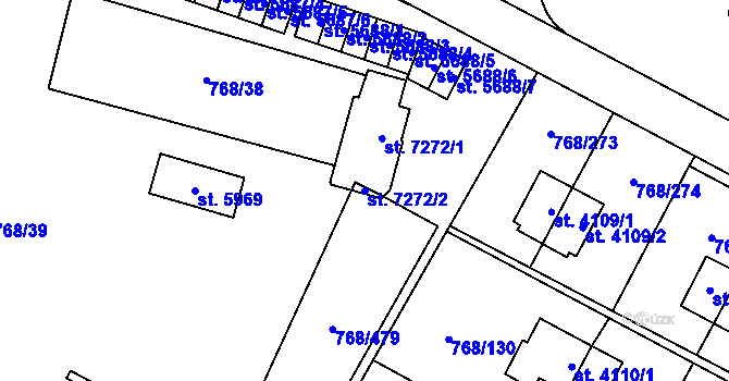 Parcela st. 7272/2 v KÚ Zlín, Katastrální mapa