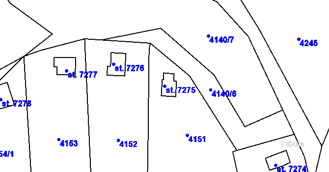 Parcela st. 7275 v KÚ Zlín, Katastrální mapa