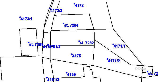 Parcela st. 7282 v KÚ Zlín, Katastrální mapa