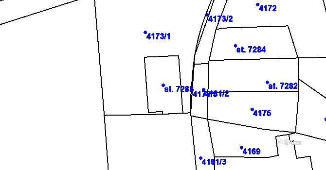 Parcela st. 7285 v KÚ Zlín, Katastrální mapa