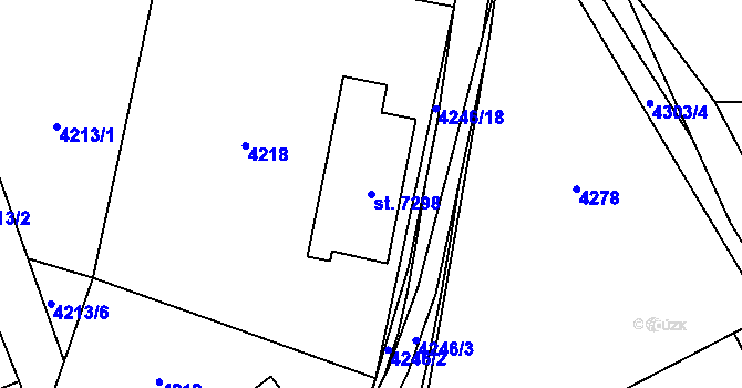 Parcela st. 7298 v KÚ Zlín, Katastrální mapa