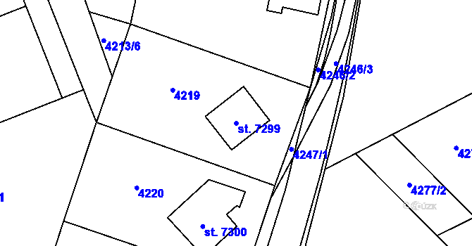 Parcela st. 7299 v KÚ Zlín, Katastrální mapa