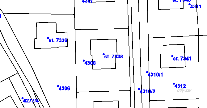 Parcela st. 7338 v KÚ Zlín, Katastrální mapa